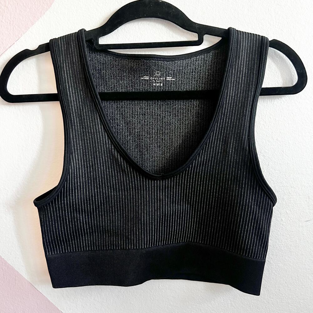 Offline By Aerie Recharge Sports Bra Least Support Black Ribbed Medium‎
